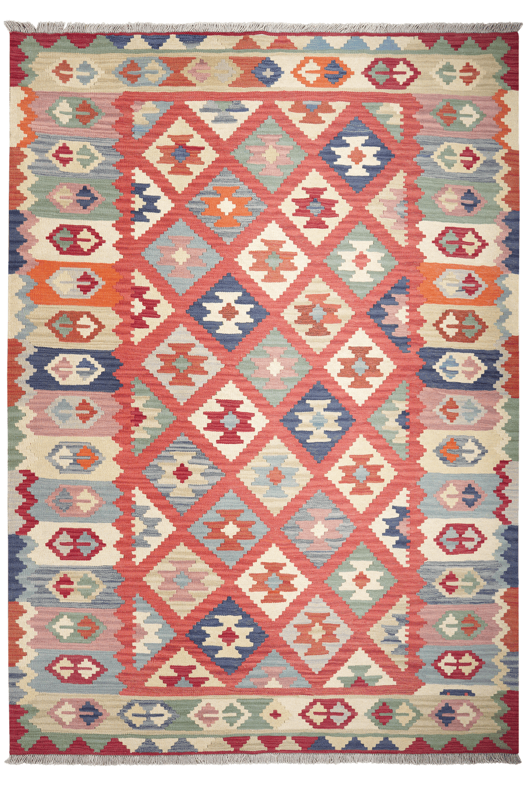 Kelim Gashgai — Handmade, 175x253 cm, Red, 100% Virgin Wool | Main view