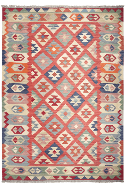 Kelim Gashgai — Handmade, 175x253 cm, Red, 100% Virgin Wool | Main view