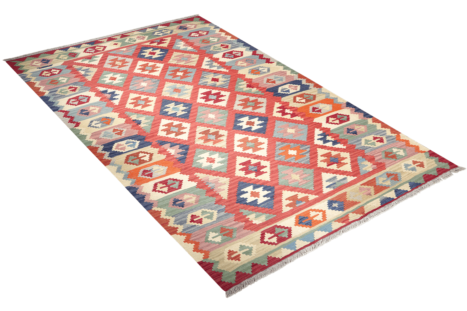 Kelim Gashgai — Handmade, 175x253 cm, Red, 100% Virgin Wool | View 4