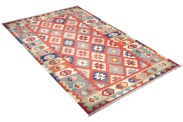 Kelim Gashgai — Handmade, 175x253 cm, Red, 100% Virgin Wool | View 4