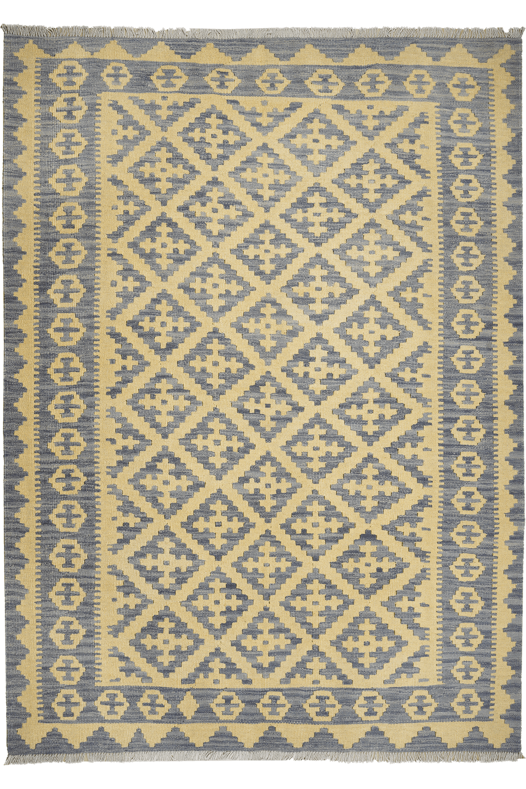 Kelim Gashgai — Handmade, 166x231 cm, Grey, 100% Virgin Wool | Main view