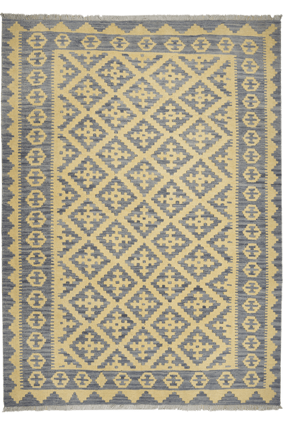 Kelim Gashgai — Handmade, 166x231 cm, Grey, 100% Virgin Wool | Main view
