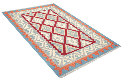 Kelim Gashgai — Handmade, 125x183 cm, Red, 100% Virgin Wool | View 4