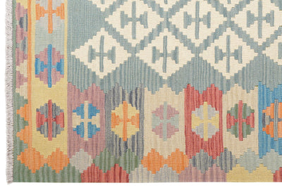 Kelim Gashgai — Handmade, 162x152 cm, Green, 100% Virgin Wool | View 3