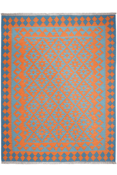 Kelim Gashgai — Handmade, 153x197 cm, Orange, 100% Virgin Wool | Main view