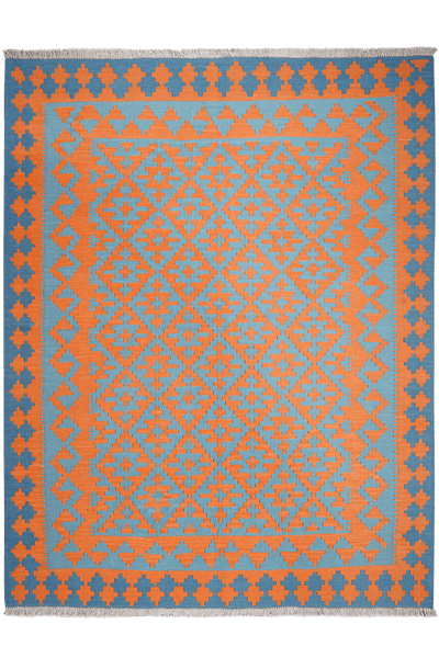 Kelim Gashgai — Handmade, 153x197 cm, Orange, 100% Virgin Wool | Main view