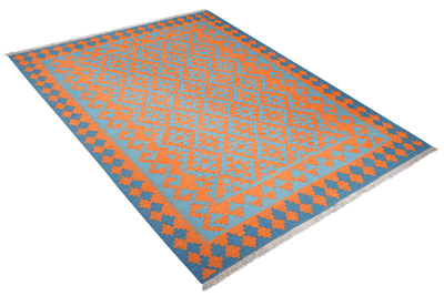 Kelim Gashgai — Handmade, 153x197 cm, Orange, 100% Virgin Wool | View 4