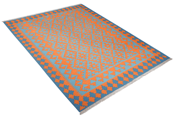 Kelim Gashgai — Handmade, 153x197 cm, Orange, 100% Virgin Wool | View 4