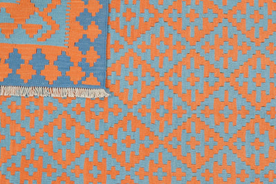 Kelim Gashgai — Handmade, 153x197 cm, Orange, 100% Virgin Wool | View 6