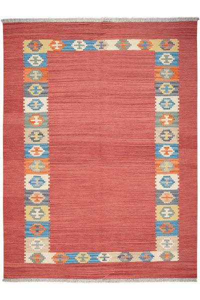 Kelim Gashgai — Handmade, 151x201 cm, Red, 100% Virgin Wool | Main view