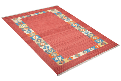 Kelim Gashgai — Handmade, 151x201 cm, Red, 100% Virgin Wool | View 4