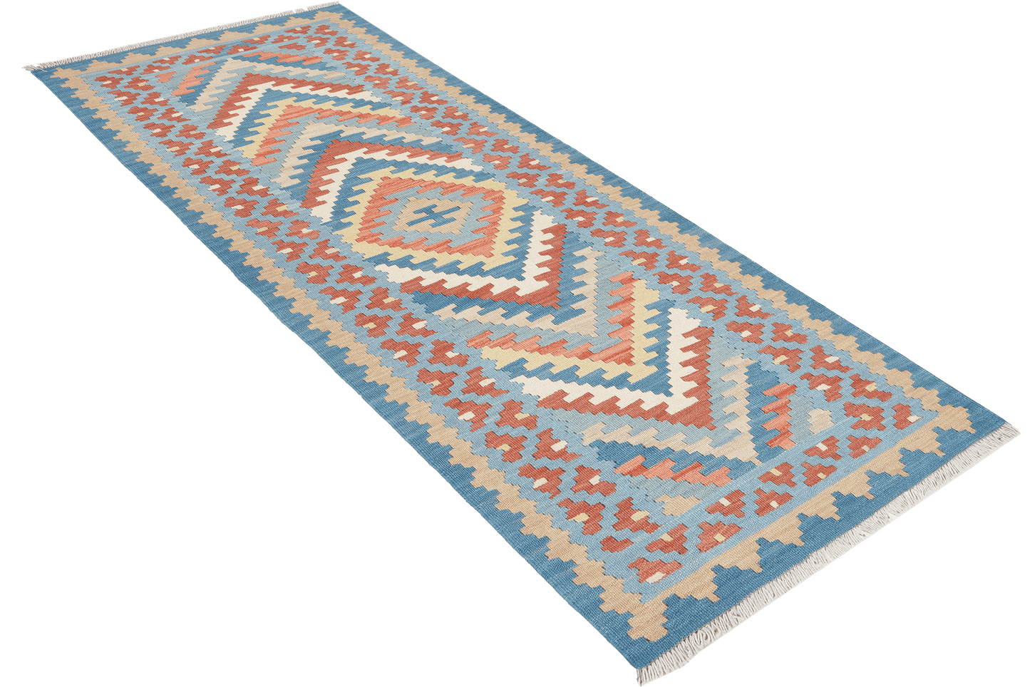 Kelim Gashgai — Handmade, 82x198 cm, Blue, 100% Virgin Wool | View 4