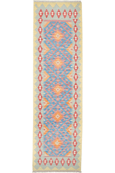 Kelim Gashgai — Handmade, 81x283 cm, Blue, 100% Virgin Wool | Main view