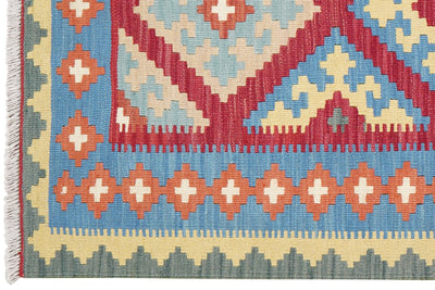 Kelim Gashgai — Handmade, 100x151 cm, Red, 100% Virgin Wool | View 3