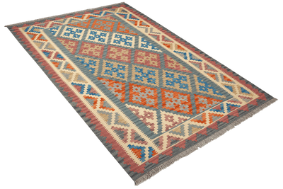 Kelim Gashgai — Handmade, 128x182 cm, Green, 100% Virgin Wool | View 4