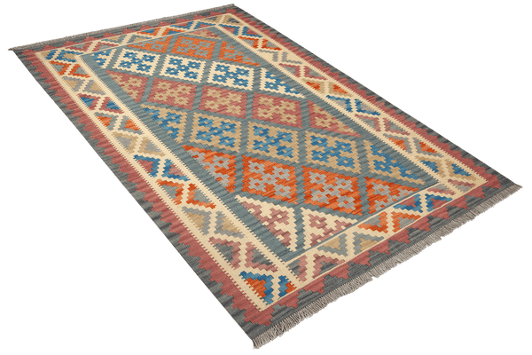 Kelim Gashgai — Handmade, 128x182 cm, Green, 100% Virgin Wool | View 4