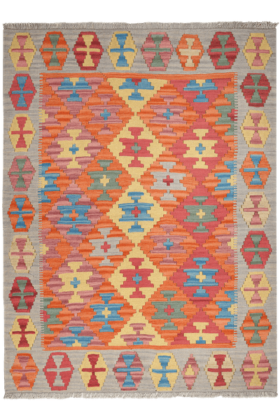 Kelim Gashgai — Handmade, 132x176 cm, Red, 100% Virgin Wool | Main view