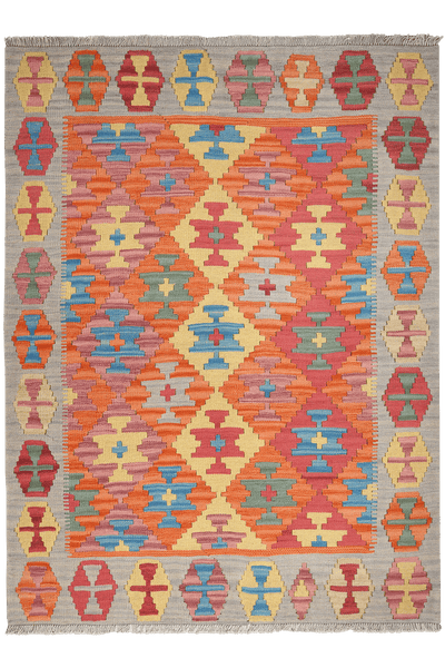 Kelim Gashgai — Handmade, 132x176 cm, Red, 100% Virgin Wool | Main view