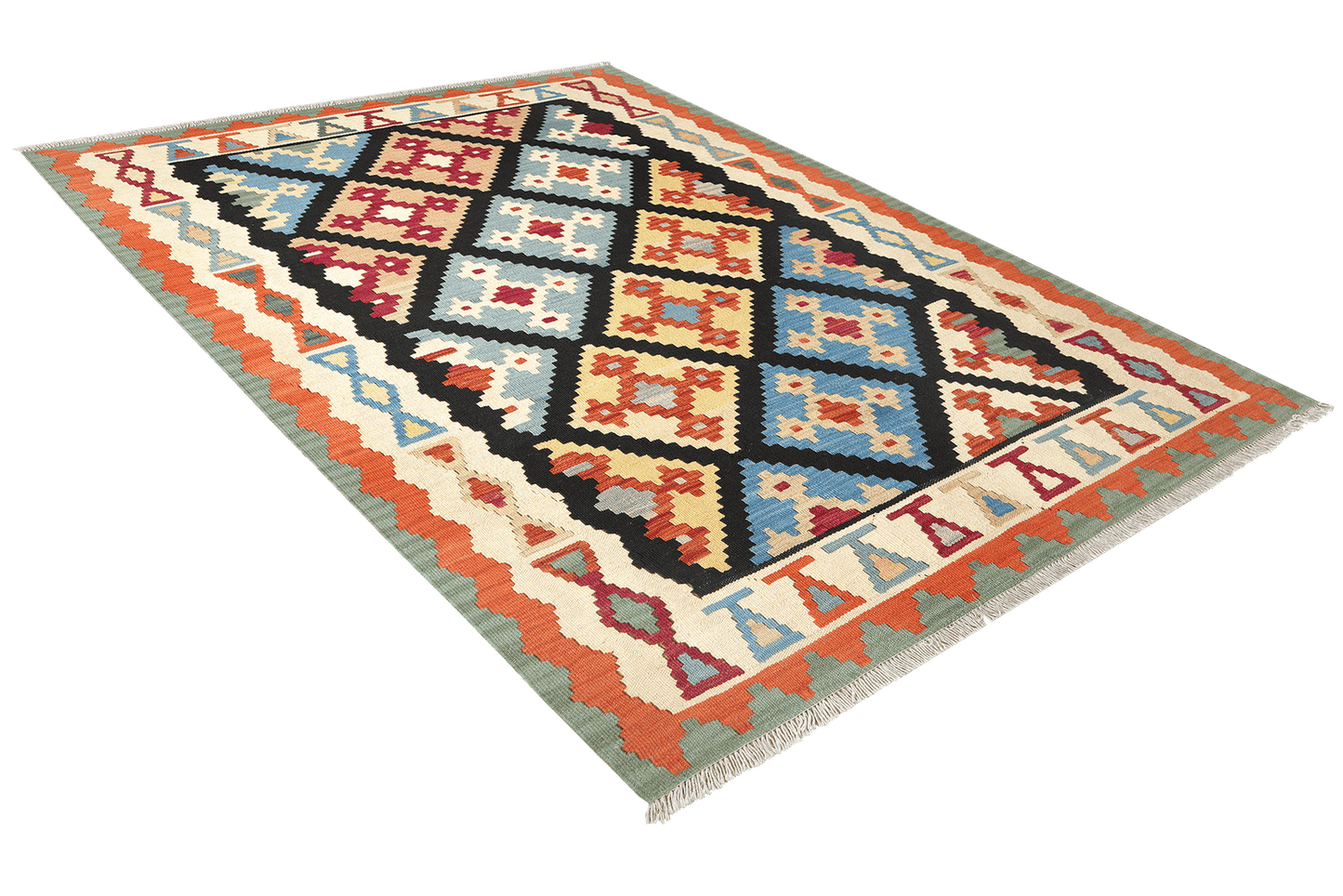 Kelim Gashgai — Handmade, 161x201 cm, Black, 100% Virgin Wool | View 4