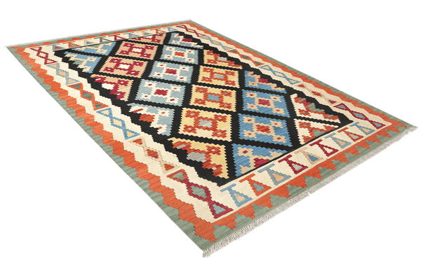 Kelim Gashgai — Handmade, 161x201 cm, Black, 100% Virgin Wool | View 4