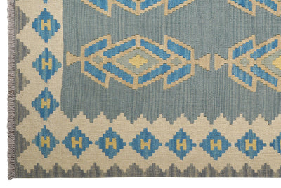 Kelim Gashgai — Handmade, 176x241 cm, Green, 100% Virgin Wool | View 3