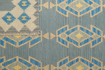 Kelim Gashgai — Handmade, 176x241 cm, Green, 100% Virgin Wool | View 6