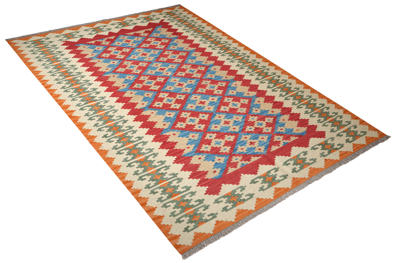 Kelim Gashgai — Handmade, 172x232 cm, Red, 100% Virgin Wool | View 4