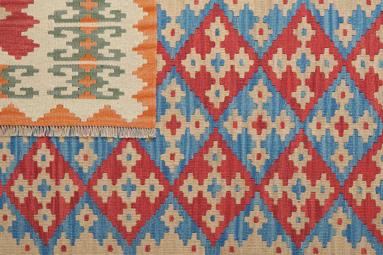Kelim Gashgai — Handmade, 172x232 cm, Red, 100% Virgin Wool | View 6