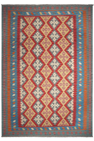 Kelim Gashgai — Handmade, 208x298 cm, Red, 100% Virgin Wool | Main view