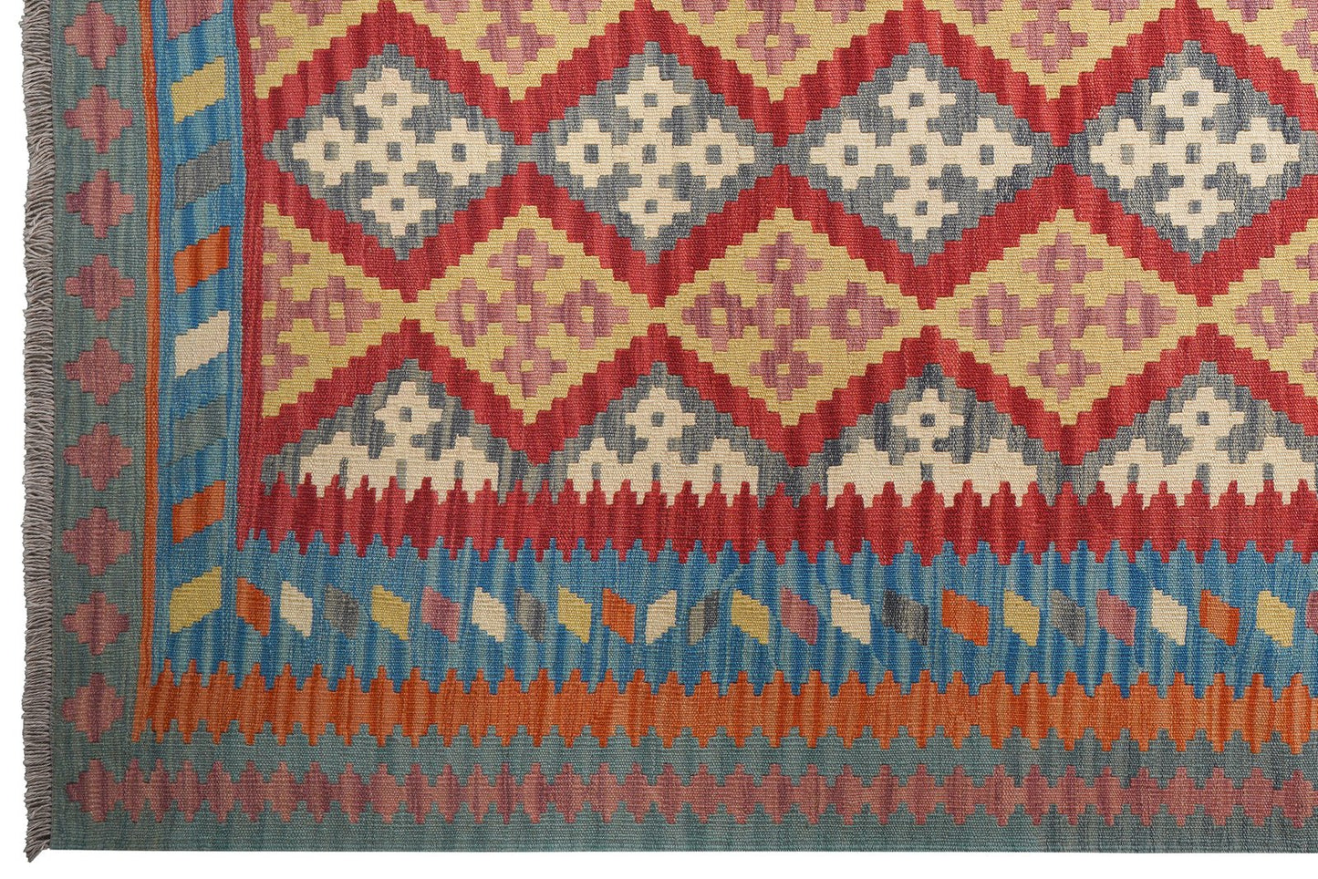 Kelim Gashgai — Handmade, 208x298 cm, Red, 100% Virgin Wool | View 3