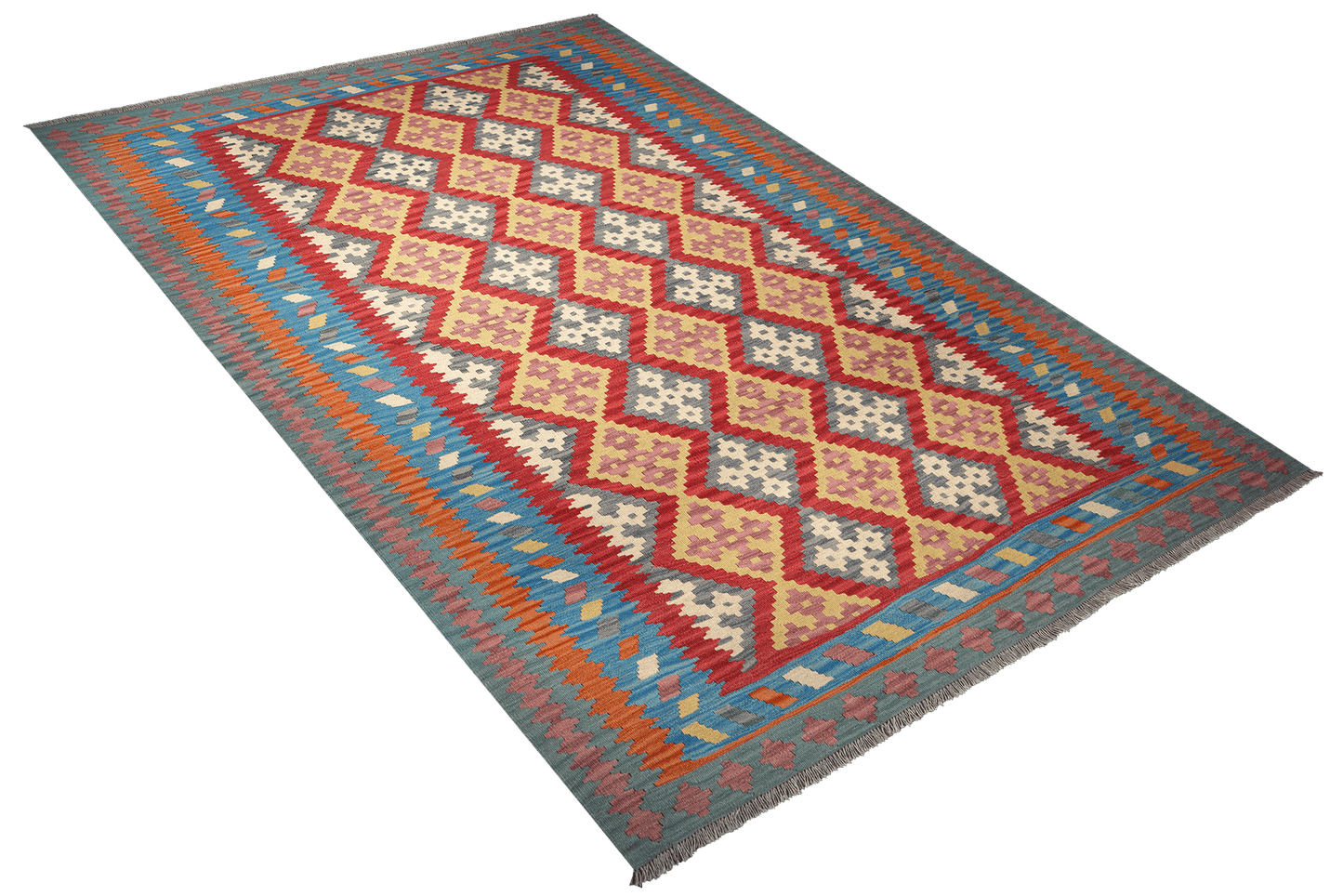Kelim Gashgai — Handmade, 208x298 cm, Red, 100% Virgin Wool | View 4