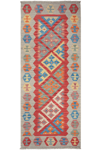 Kelim Gashgai — Handmade, 84x200 cm, Red, 100% Virgin Wool | Main view