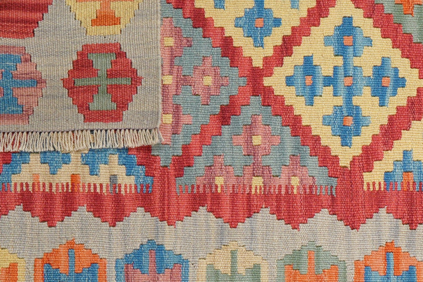 Kelim Gashgai — Handmade, 84x200 cm, Red, 100% Virgin Wool | View 6