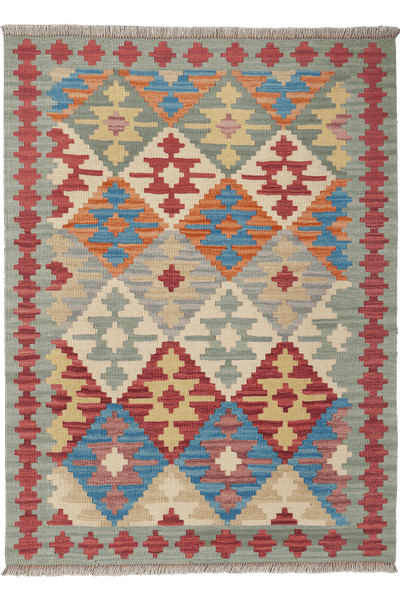 Kelim Gashgai — Handmade, 105x142 cm, Grey, 100% Virgin Wool | Main view