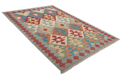 Kelim Gashgai — Handmade, 105x142 cm, Grey, 100% Virgin Wool | View 4
