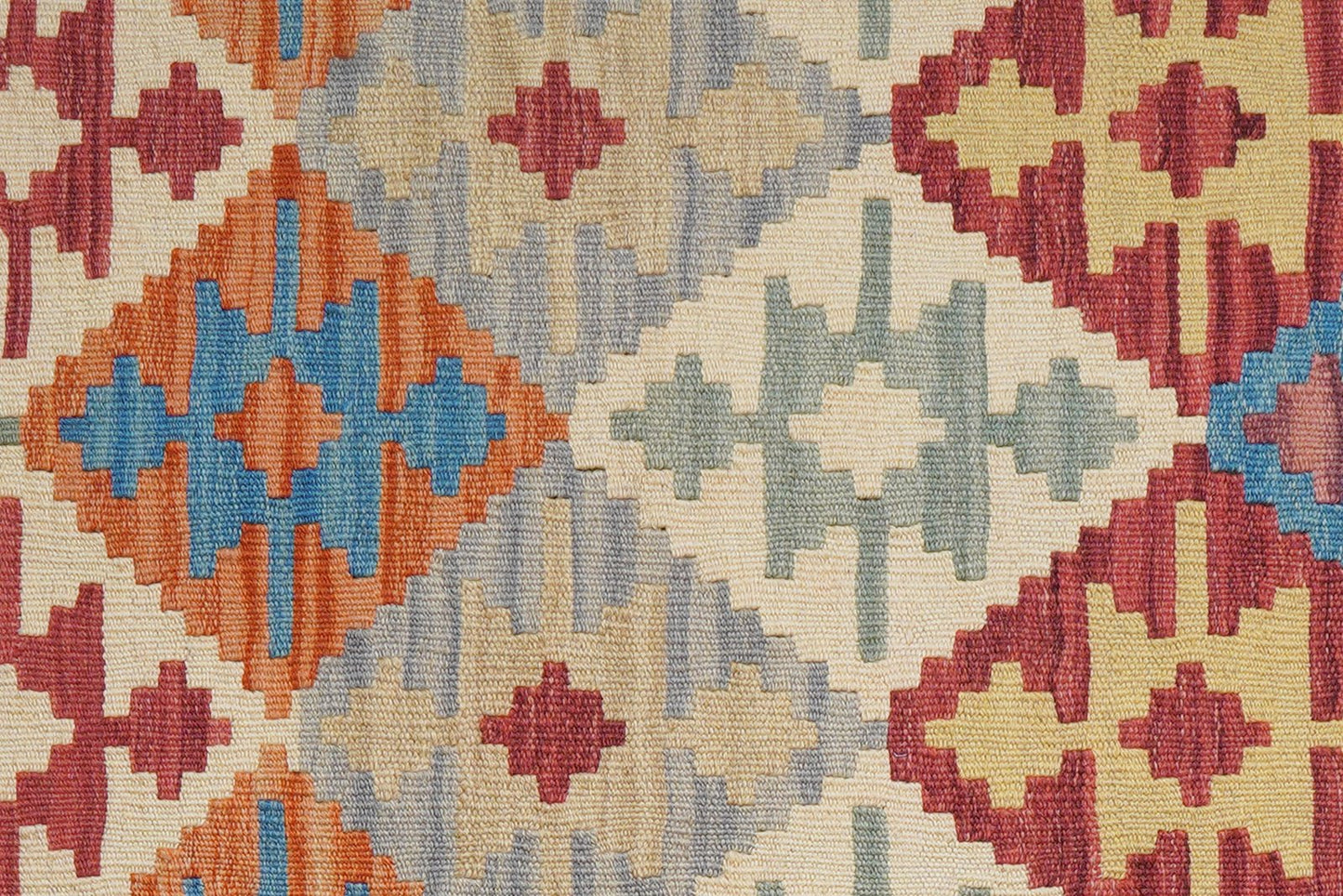 Kelim Gashgai — Handmade, 105x142 cm, Grey, 100% Virgin Wool | View 5