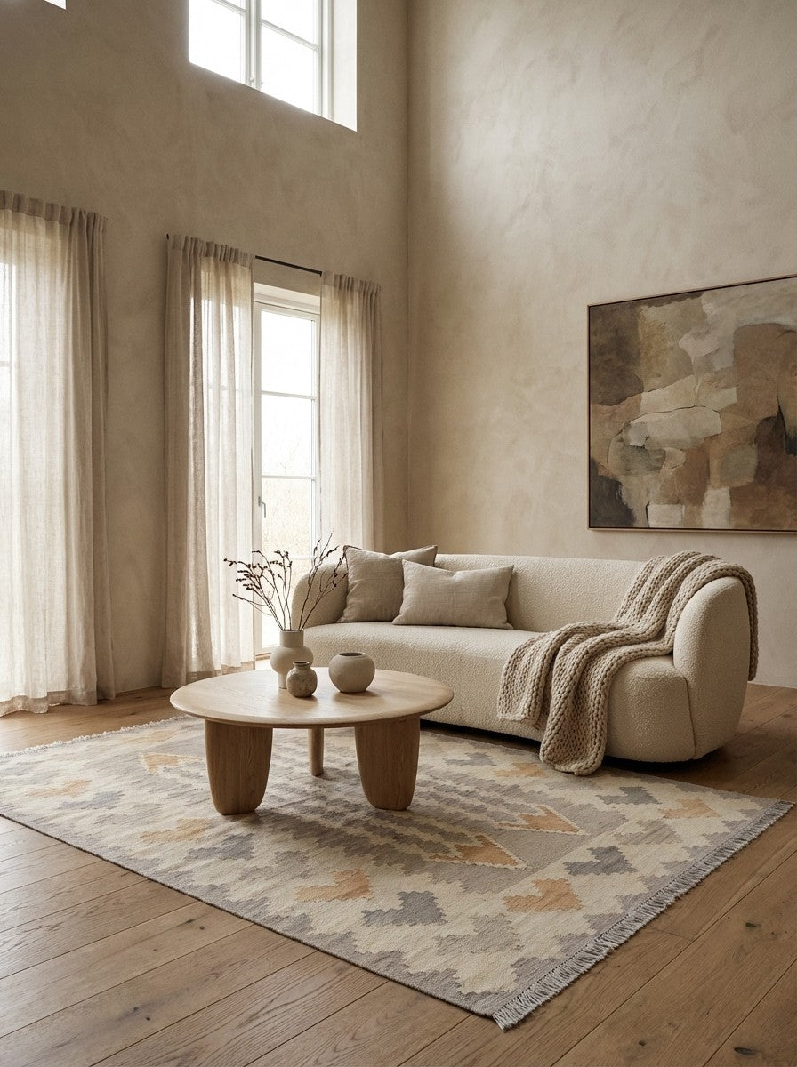 Kelim Gashgai · Handgewebt – Grau, 175x122 cm, 100% Schurwolle | Detailansicht