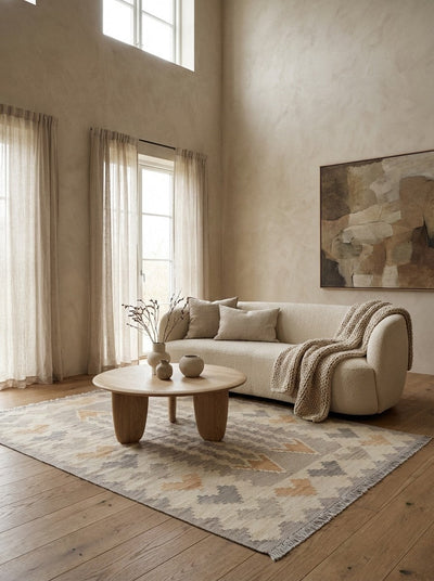 Kelim Gashgai · Handgewebt – Grau, 175x122 cm, 100% Schurwolle | Detailansicht