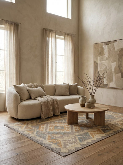 Kelim Gashgai · Handgewebt – Grau, 181x119 cm, 100% Schurwolle | Detailansicht