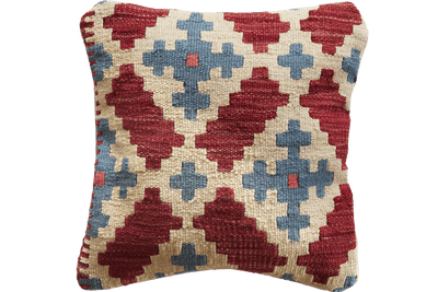Kelim Kissen — Handmade, 40x40 cm, Multicolor, 100% Virgin Wool | Main view