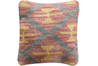 Kelim Kissen — Handmade, 40x40 cm, Multicolor, 100% Virgin Wool | Main view