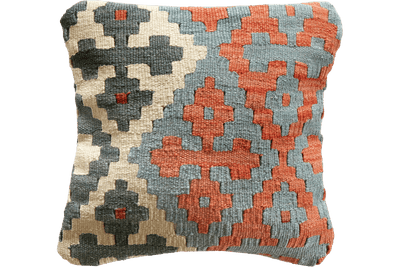 Kelim Kissen — Handmade, 40x40 cm, Multicolor, 100% Virgin Wool | Main view