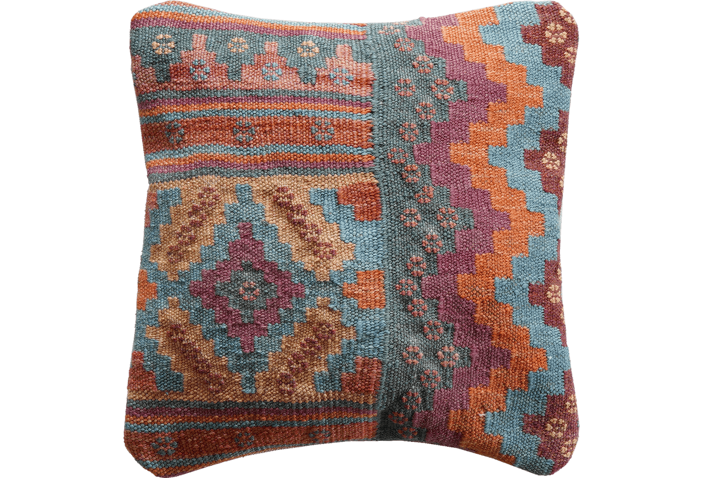 Kelim Kissen — Handmade, 40x40 cm, Multicolor, 100% Virgin Wool | Main view