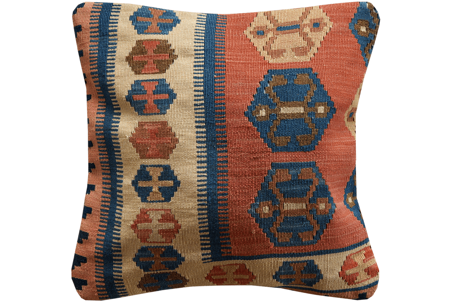 Kelim Kissen — Handmade, 50x50 cm, Multicolor, 100% Virgin Wool | Main view