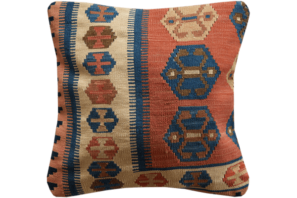 Kelim Kissen — Handmade, 50x50 cm, Multicolor, 100% Virgin Wool | Main view