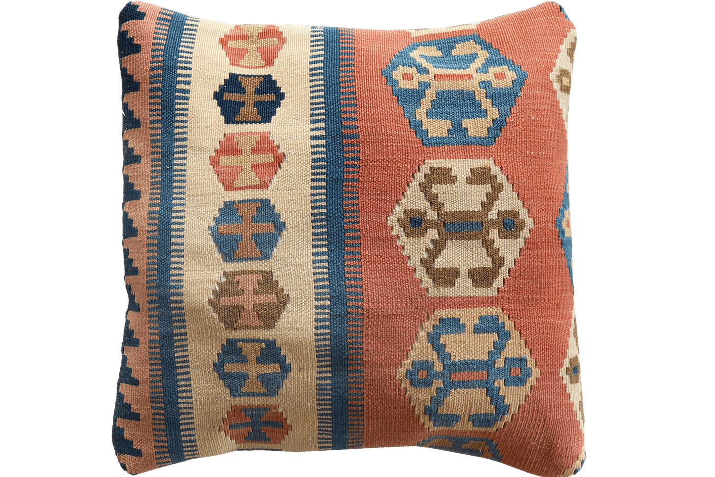 Kelim Kissen — Handmade, 50x50 cm, Multicolor, 100% Virgin Wool | Main view