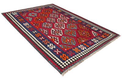 Kelim Gashgai Old — Handmade, 158x172 cm, Red, 100% Virgin Wool | View 4