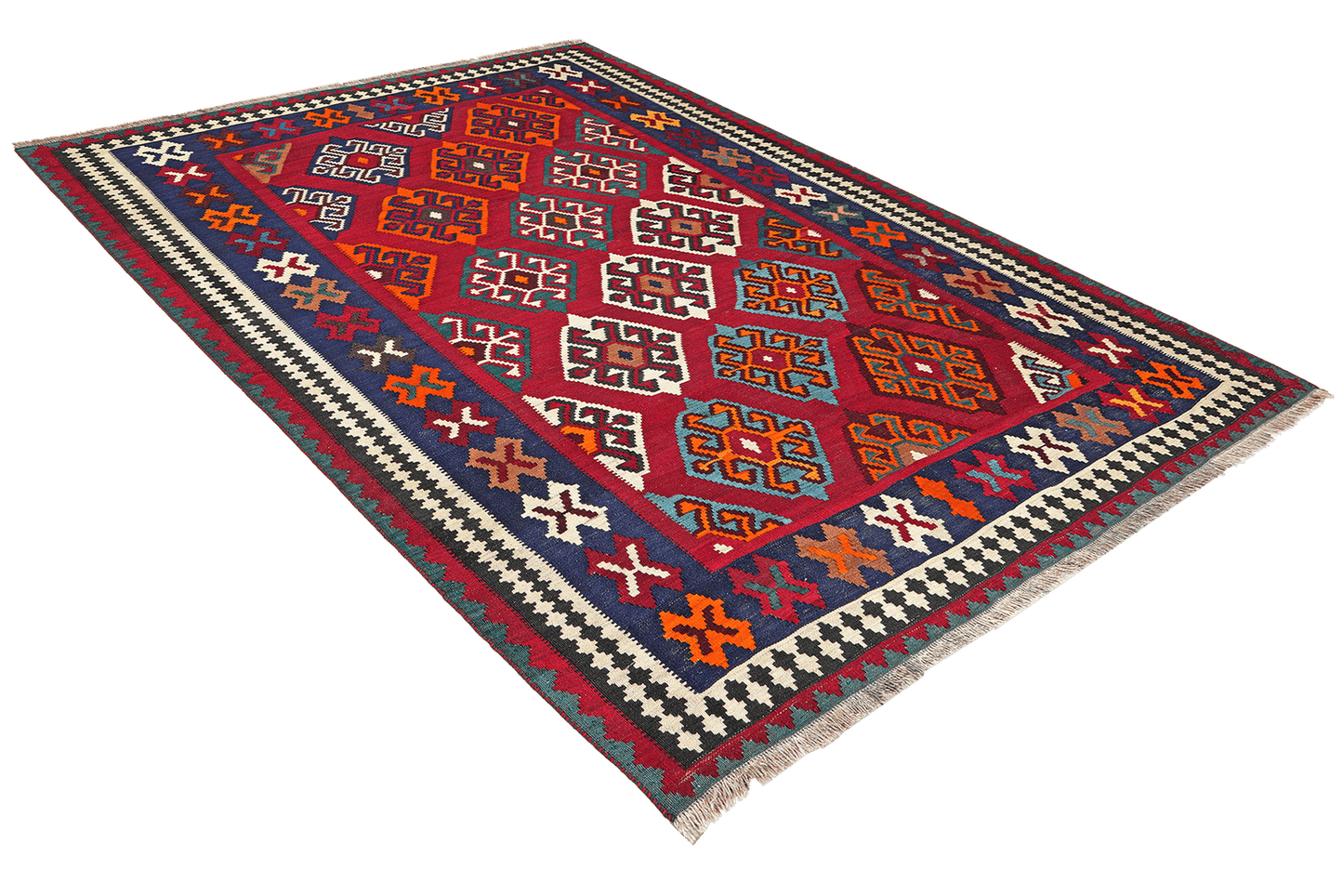 Kelim Gashgai Old — Handmade, 158x172 cm, Red, 100% Virgin Wool | View 4