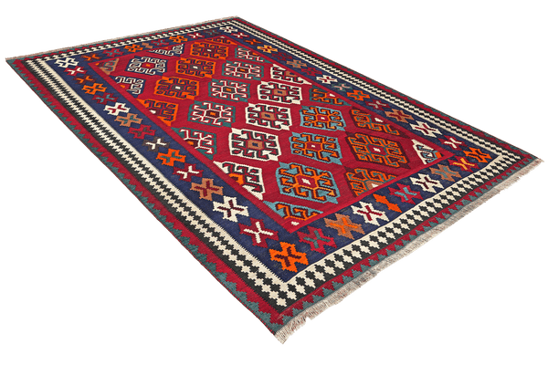 Kelim Gashgai Old — Handmade, 158x172 cm, Red, 100% Virgin Wool | View 4