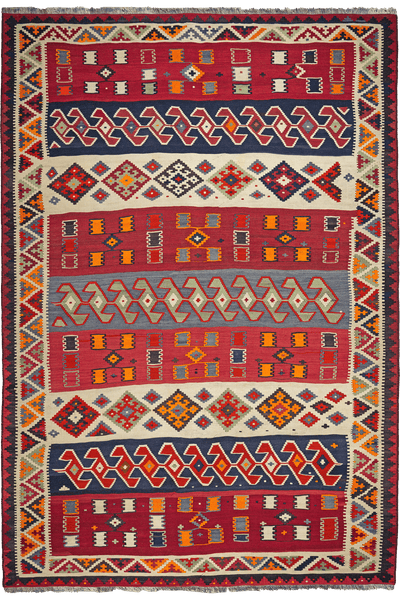 Kelim Gashgai Old — Handmade, 185x272 cm, Multicolor, 100% Virgin Wool | Main view